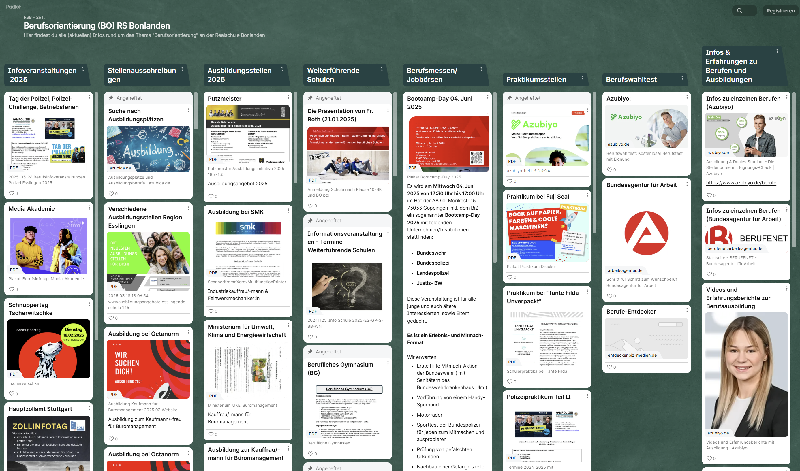 Screenshot von BO Padlet